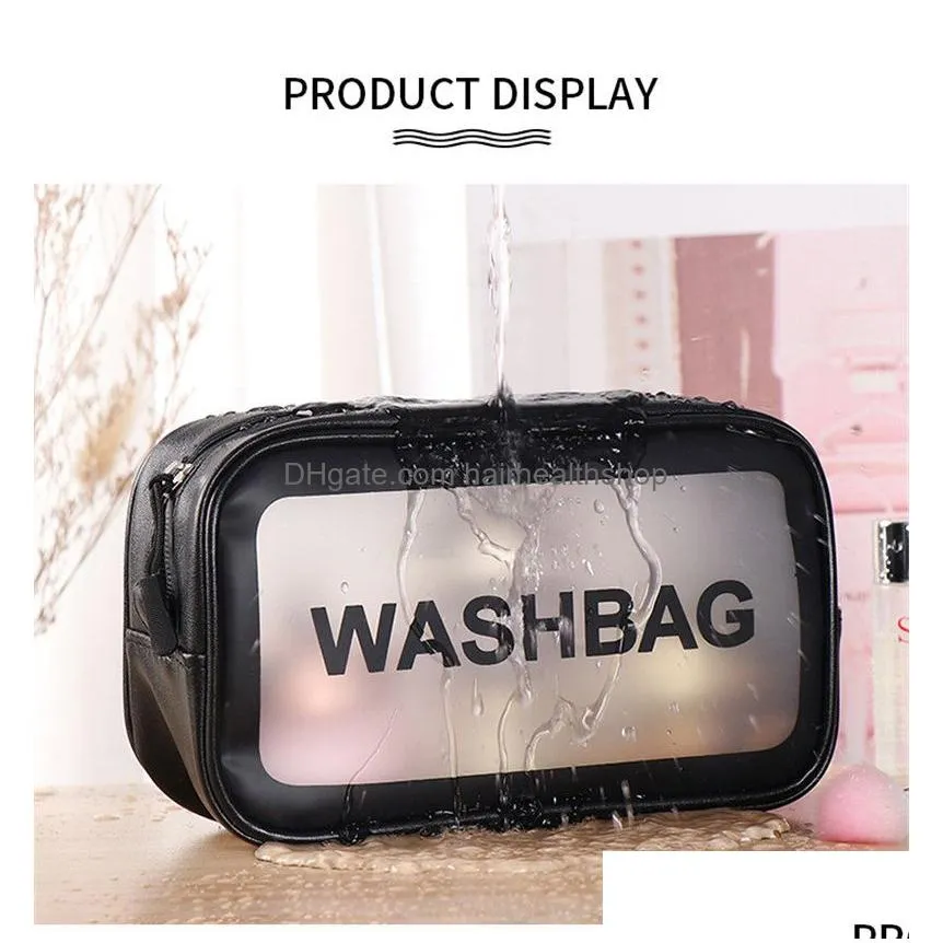 Translucent Frosted Cosmetic Bag Portable Large Capacity Zipper Toiletry Pouch Waterproof Makeup Organizer Storage Package