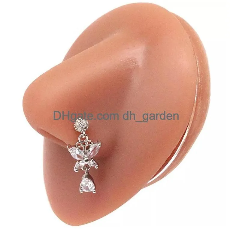 Beaded Color Mixing Fashion Body Piercing Jewelry Y Zircon Gold Eyebrow Bar Lip Nose Barbell Ring Navel Earring Gift Drop D Dhgarden Dhkoy