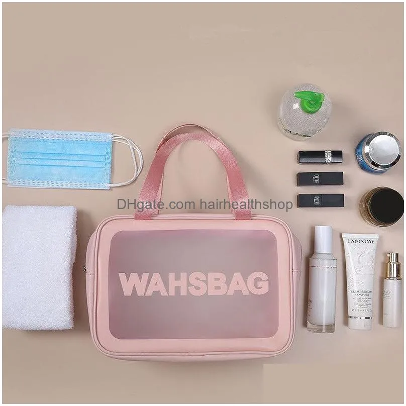 Translucent Frosted Cosmetic Bag Portable Large Capacity Zipper Toiletry Pouch Waterproof Makeup Organizer Storage Package