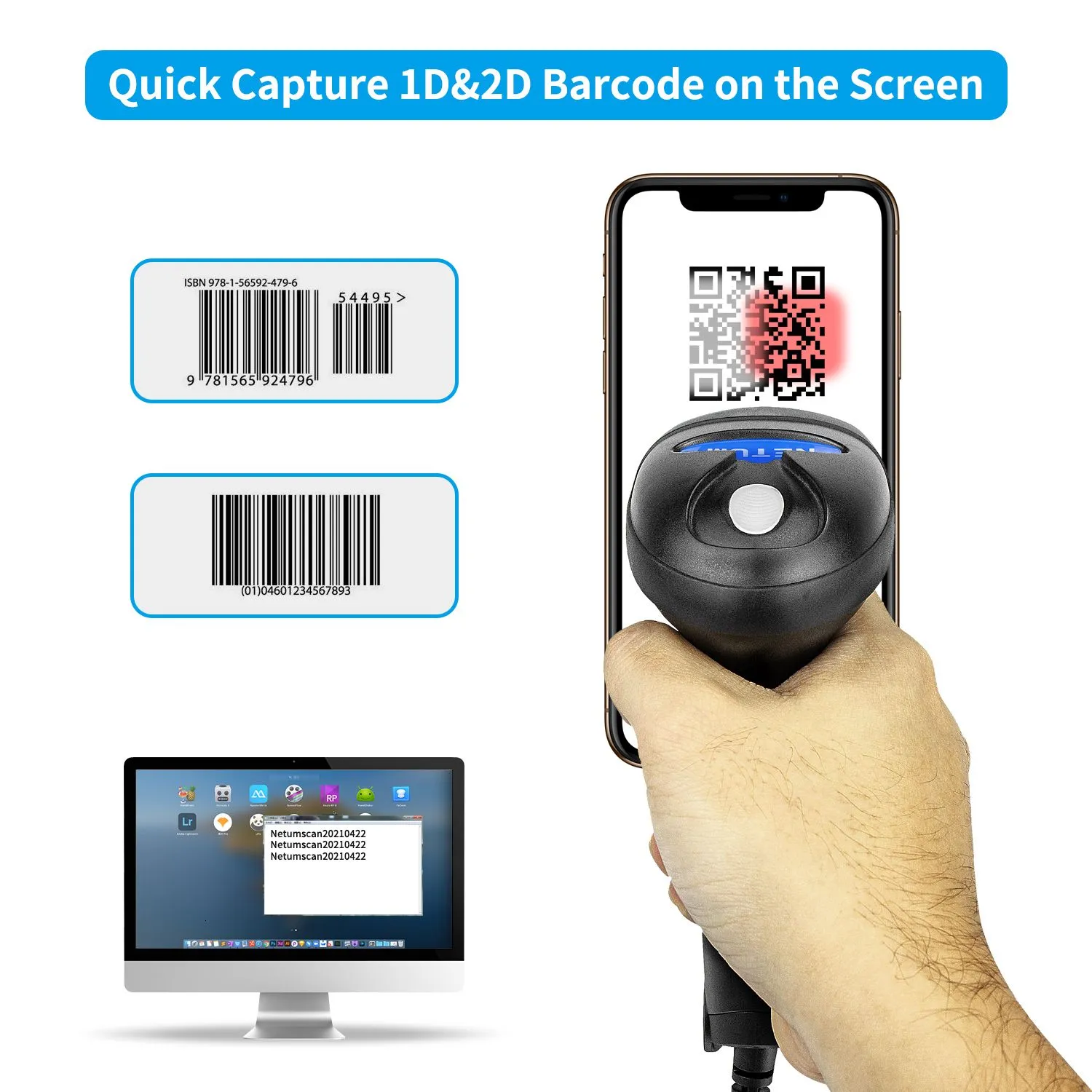 Scanners NETUM L8 Wireless 2D Barcode Scanner and L5 Wired 1D2D QR Bar Code Reader PDF417 for Inventory POS Terminal 230808