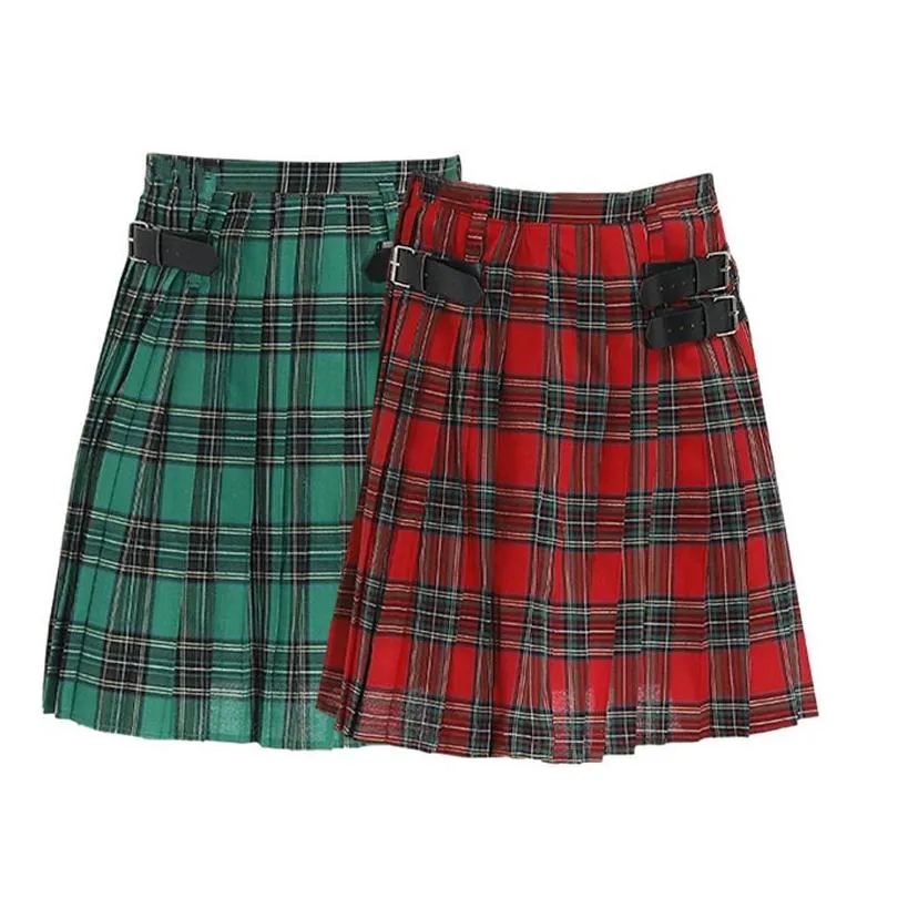 Men`S Shorts Mens Kilt Traditional Plaid Belt Pleated Bilateral Chain Brown Gothic Punk Scottish Tartan Trousers Skirts 230313 Drop D Dhybk