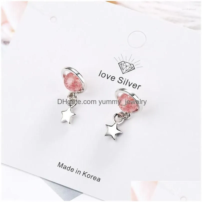 Stud Stud Earrings Sole Memory Creative Stberry Crystal Stars Sweet Cute  Sier Color Fashion Female Sea588 Drop Delivery Jewelry