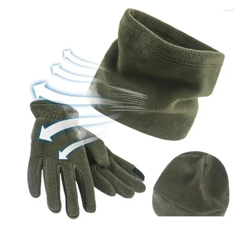 Cycling Gloves Fleece Winter Warm Set Three-Piece Kit With Hat Scarf High Elastic Accessory For Snowboarding Running Skating