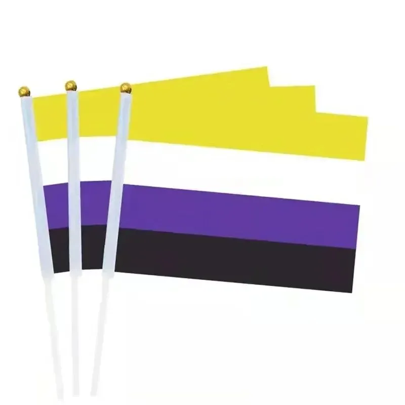 8 Styles Rainbow Flags Polyester Hand Waving Flag Garden Flag Banner With Flagpole 14x21CM Wholesale CPA4264 JY29