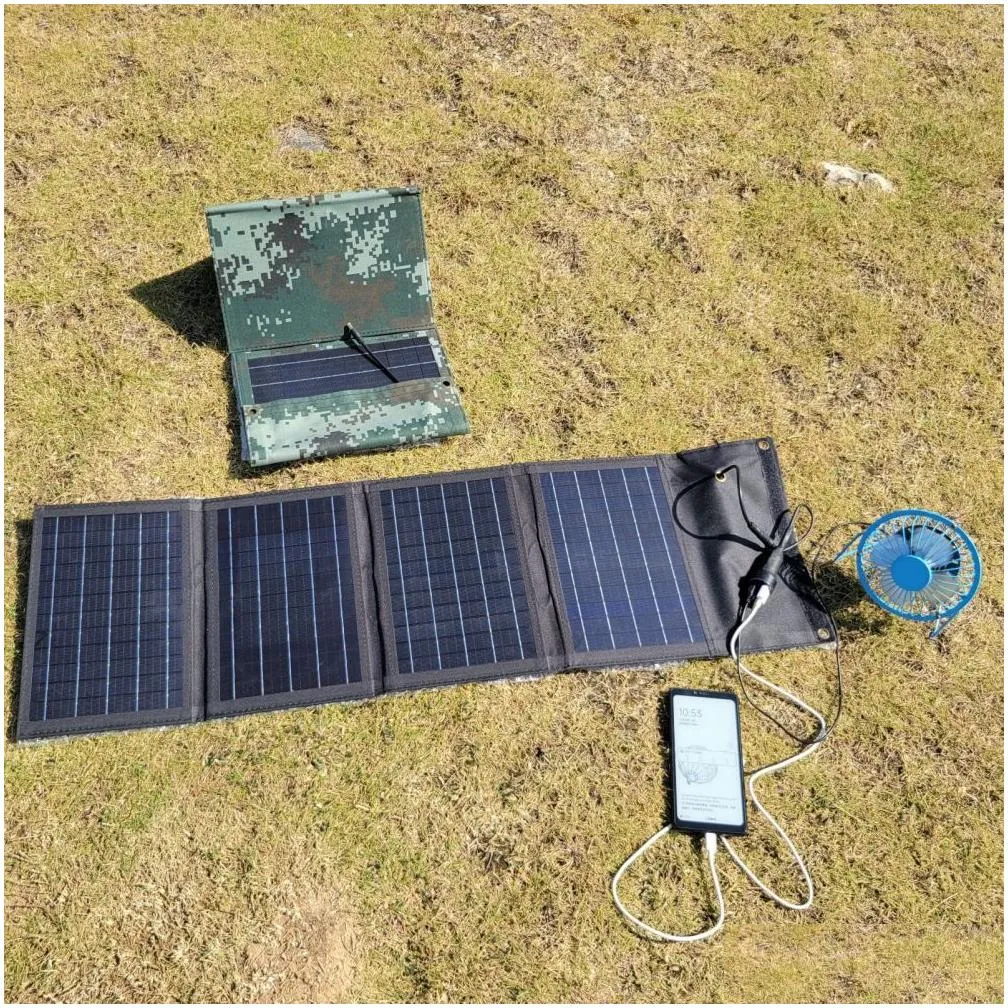 Solar Panels 40W Flexible Panel Folding  Portable Power Station Waterproof Dustproof Shockproof With Qc3.0 Usb Dc Port For Pho Dhtdp