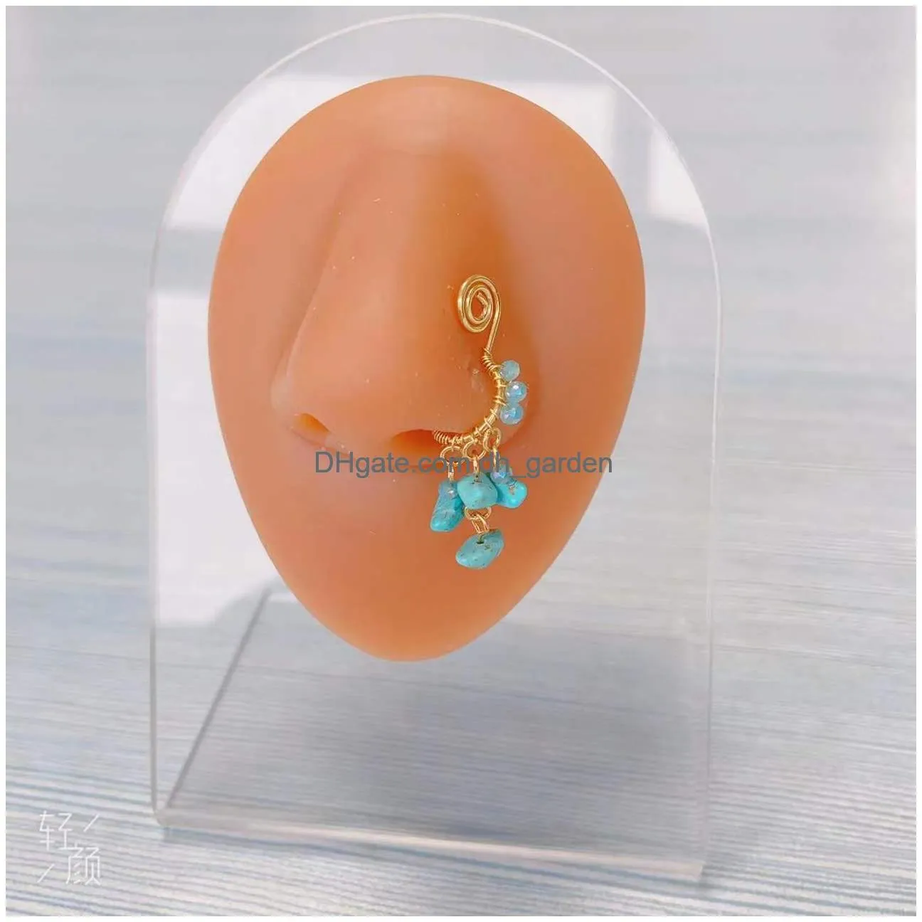 Beaded Nose Rings Mti Style Copper Inlaid Zircon Puncture Ring Jewelry Wholesal Drop Delivery Bracelets Dhgarden Dhcbk