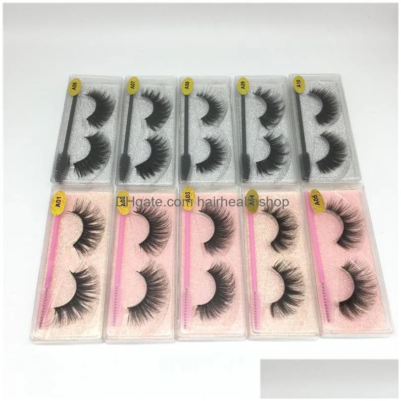 3D Mink Eyelashes with Macarasa Brush Set Handmade Faux Fake Lashes Natural Soft Thick Long Eye Lash Pack Ultra Wispy False Eyelash Kit Extension for Beauty