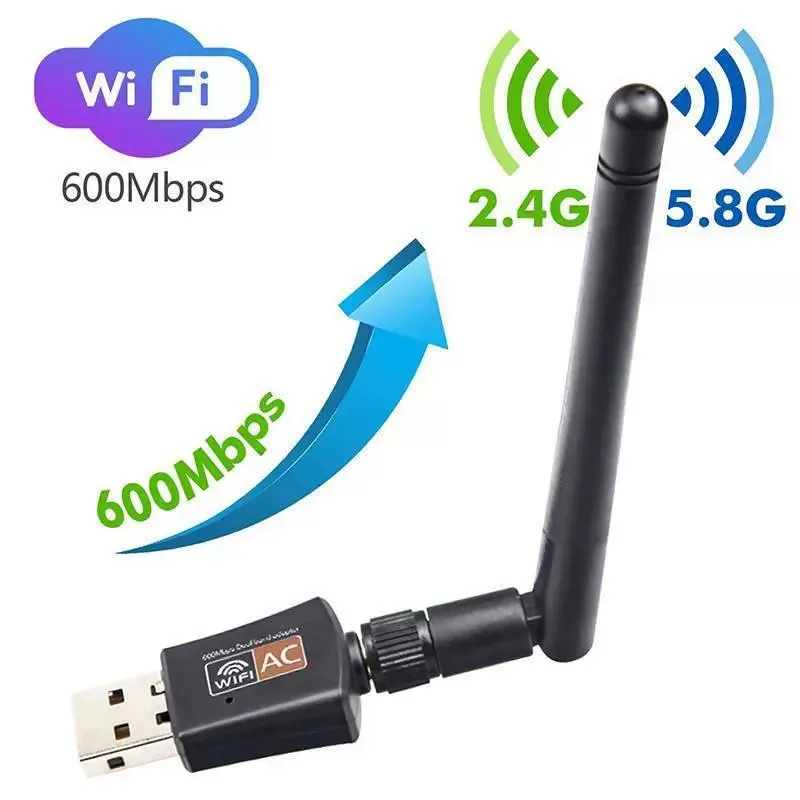 USB 2.0 WiFi Adapter 2.4GHz 5GHz 600Mbps WiFi Antenna Dual Band 802.11b/n/g/ac Mini Wireless Computer Network Card Receiver With box