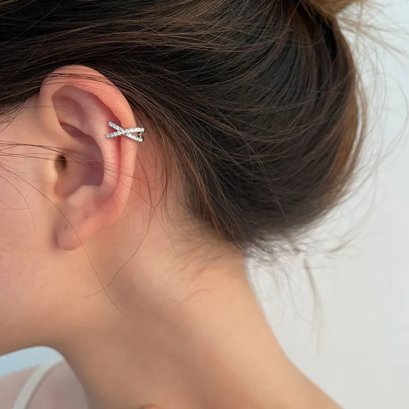 Cross Metal Zircon Ear Cuff Ear Clip for Women No Pierced C Shape Geometric Small Earcuff Ear Wrap Earcuff Clips Jewelry