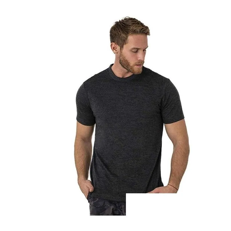 Men`S T-Shirts Mens 100% Merino Wool T Shirt Men Base Layer Soft Wicking Breathable Anti-Odor No-Itch Usa Size Drop Delivery Apparel C Dhnsm