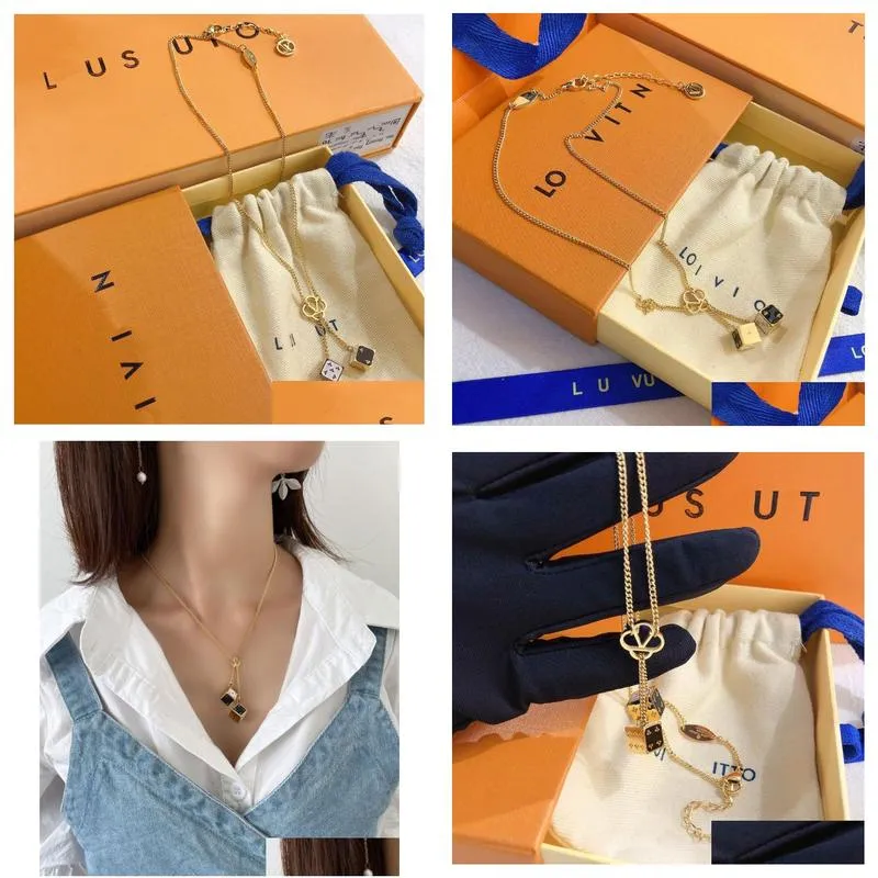 Fashion Jewelry Necklace Charming Style Women`s Long Chain 18k Gold Plated Popular Brand Gift Couple Luxury Designer Dice Necklaces European