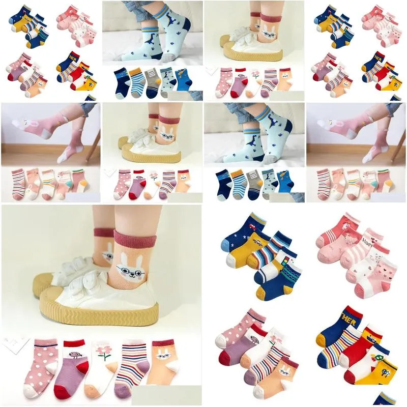 New Baby Kids Soft Cotton Socks Boys,Girls,Baby,Cute Cartoon animal Stripe Dots Fashion baby Socks 0-3 months Autumn Winter Gif