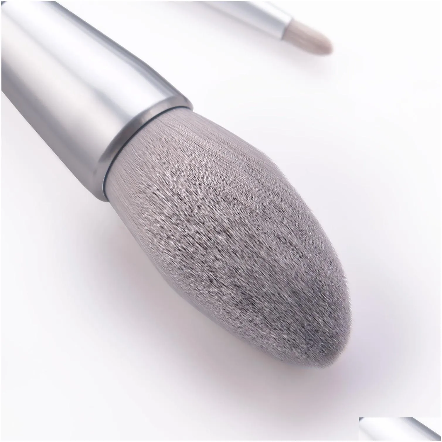 8pcs elegant silver handle makeup brush set gray hair foundation eyeshadow cosmetic Make Up brush set kit flame brush Beauty
