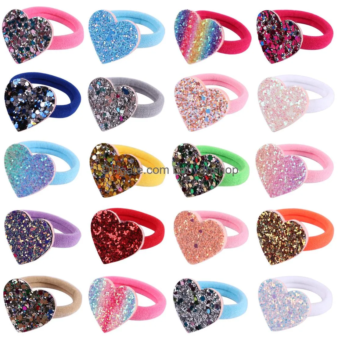 Hair Accessories 10 Pcs/Set Love Heart Five Pointed Star Princess Headwear Headdress Children Ropes Girls Hairclips Kids Elastic Bands Otbm4