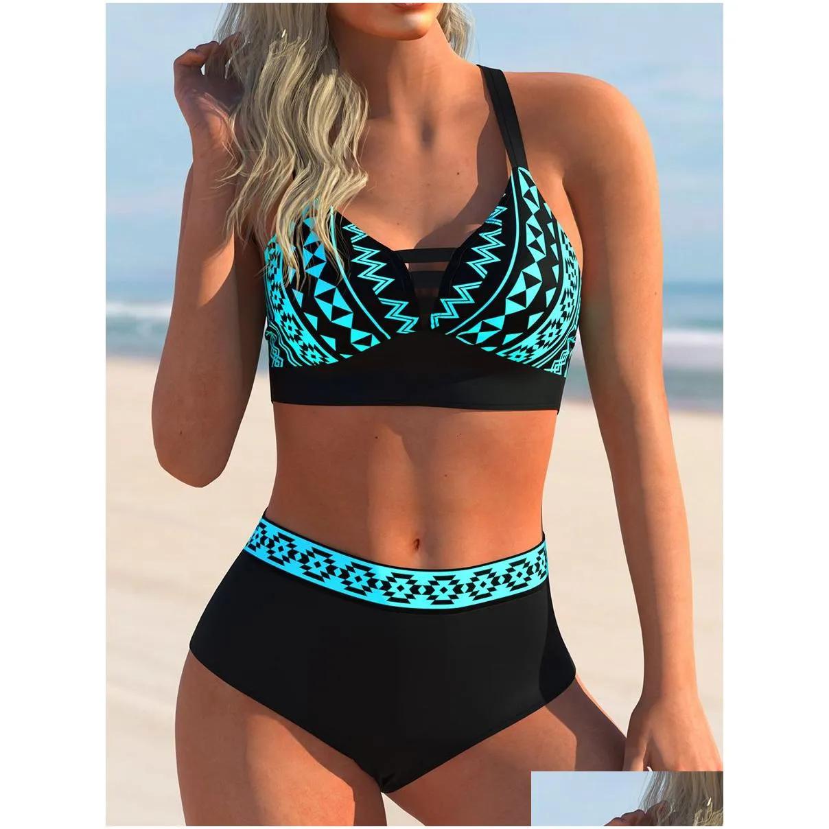 Women`S Swimwear Womens Push Up Bikini Set Halter Swimsuit Women Summer High Waist Female Bathing Suit Bathers Mayo Biquine Beachwear Dhris