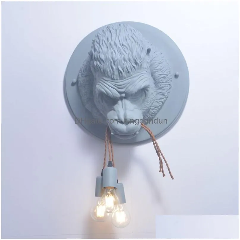 Nordic Modern Wall Lamp Resin Monkey Lamp Home Deco Orangutan Wall lamps Bedroom Living Room Light Fixtures Creative Wall Light255M