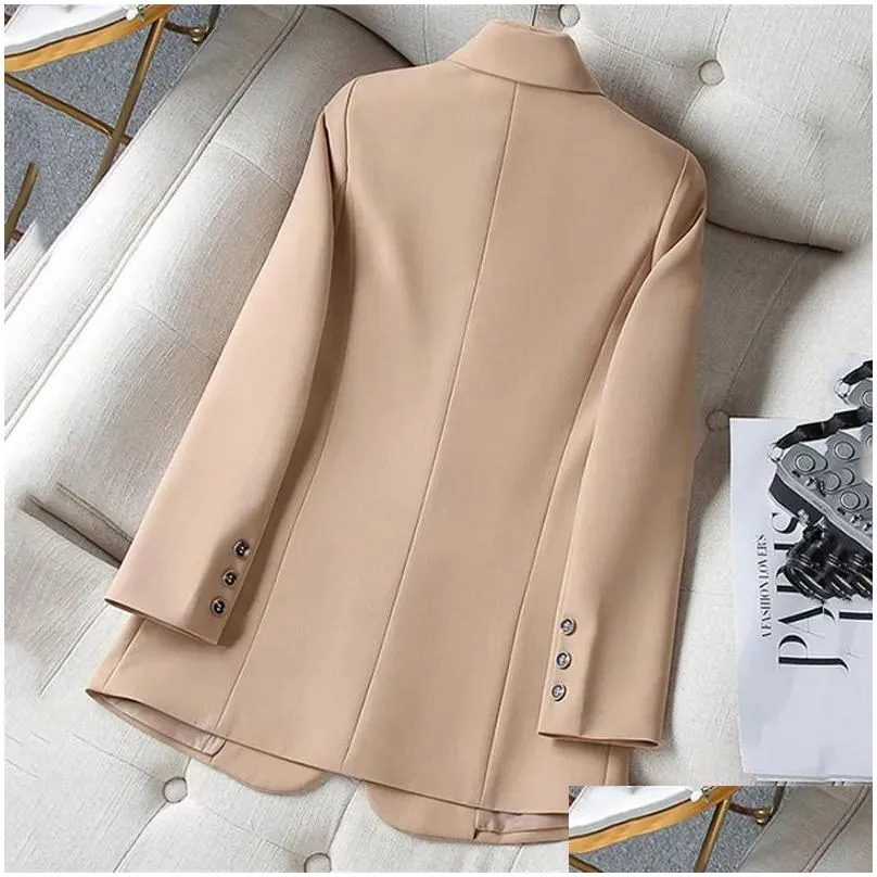 Women`S Suits & Blazers Womens Khaki Suit Coat Spring Autumn Fashion Korean Long Sleeve Woman Jacket Casual Office Ladies Blazer Tops Dhkpz