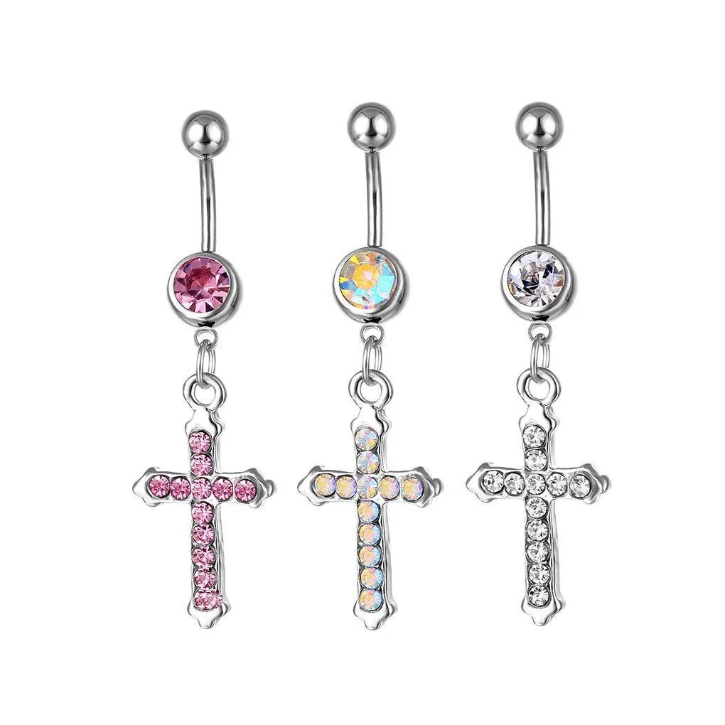 YYJFF D0016 Cross Belly Navel Button Ring Mix Colors