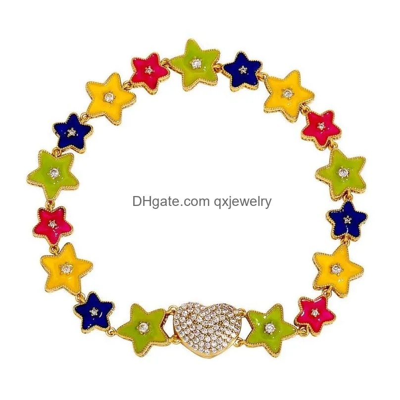 Chain Mens Women Bracelet New Trendy Hiphop Jewelry Yellow White Gold Plated Bling Cz Glow Stars Link Nice Gift For Friend Drop Deliv Dh0In