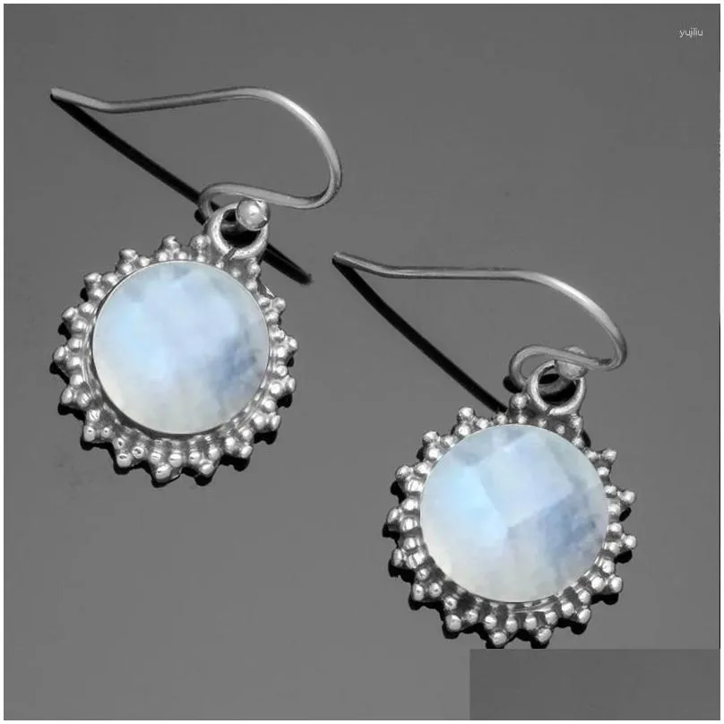 Dangle Earrings Tribal Round Beaded White Clear Moonstone Ethnic Jewelry Sunflower Drop For Women Girl Gift
