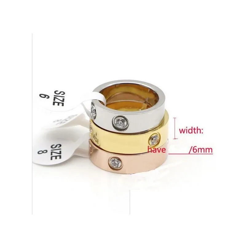 Stainless Steel 18k Gold Love Ring With Crystal For Woman Jewelry Rings Men Wedding Promise Rings For Female Women Gift Engagement with