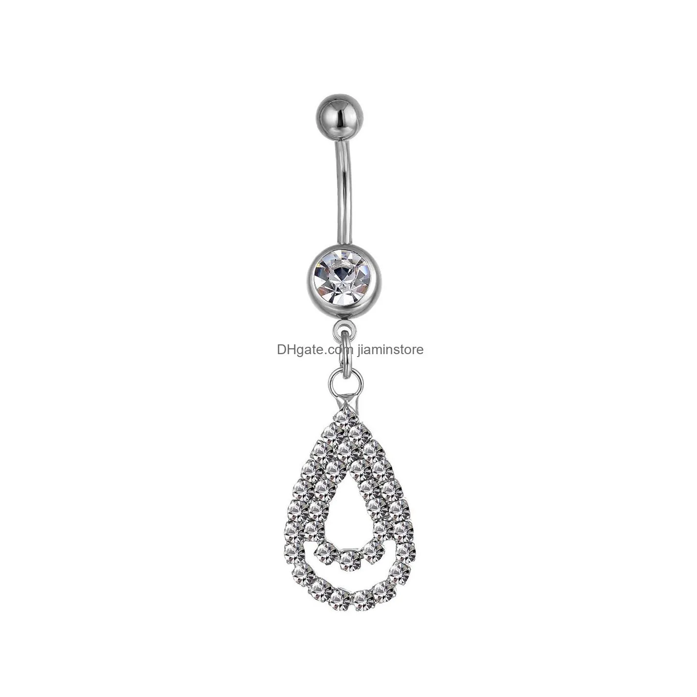 YYJFF D0059 2 Colors Clear and Pink Color Belly Ring Nice Style with Piercing Body Jewlery