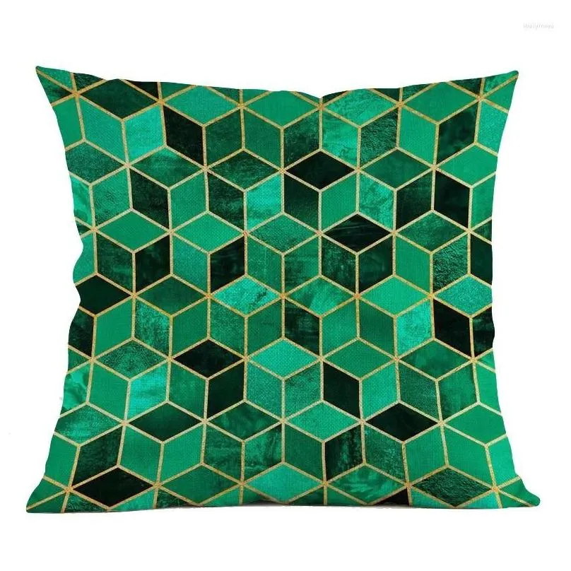 Pillow Nordic Art Cubes Colorful Geometric Sofa Decoration Throw Case Emerald Green Plant Style Car Chair Cover Cojines