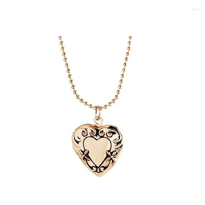 Pendant Necklaces Heart-shaped Po Memory Floating Locket Lace Necklace Fragrance  Oil Diffuser For Women 2023 YTA87