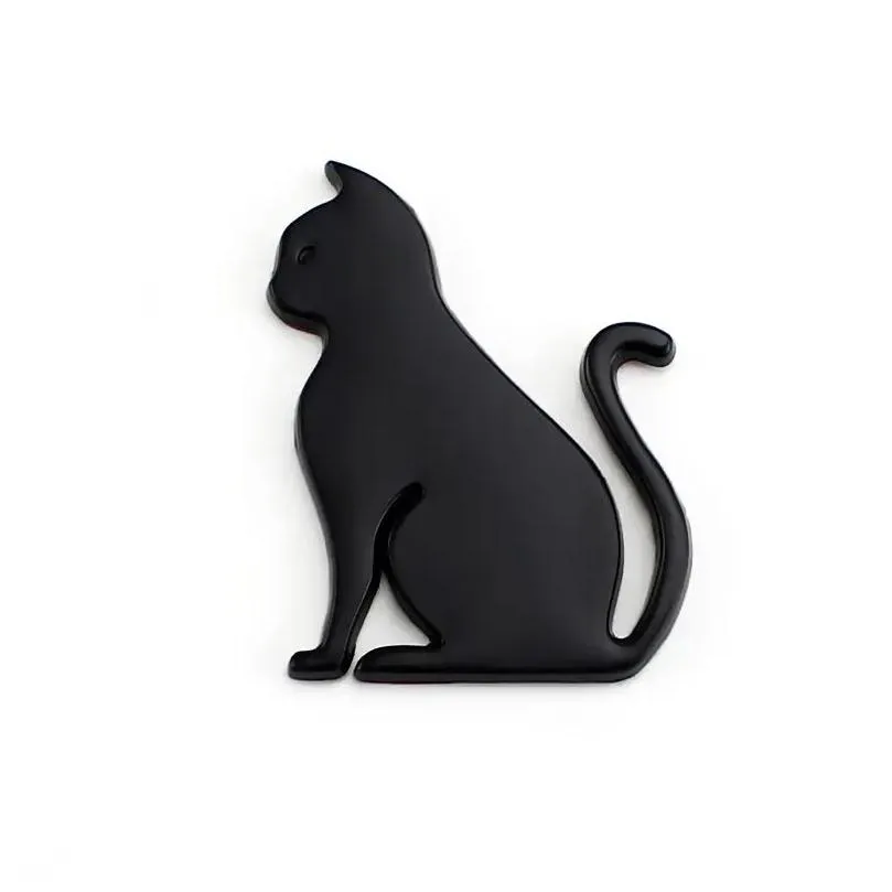 Black 6/10/12inch Car Personalized Car Sticker Cute Pet Cat Pet Dog Bat Car Logo Cartoon Animation Metal Car Sticker Body Sticker Tail