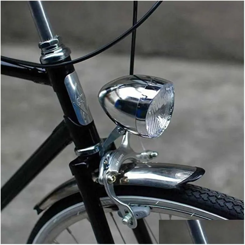 Durable LED Metal Chrome Retro Bike Bicycle Front Fog Light Head Lamp Cycling Accessories Lights