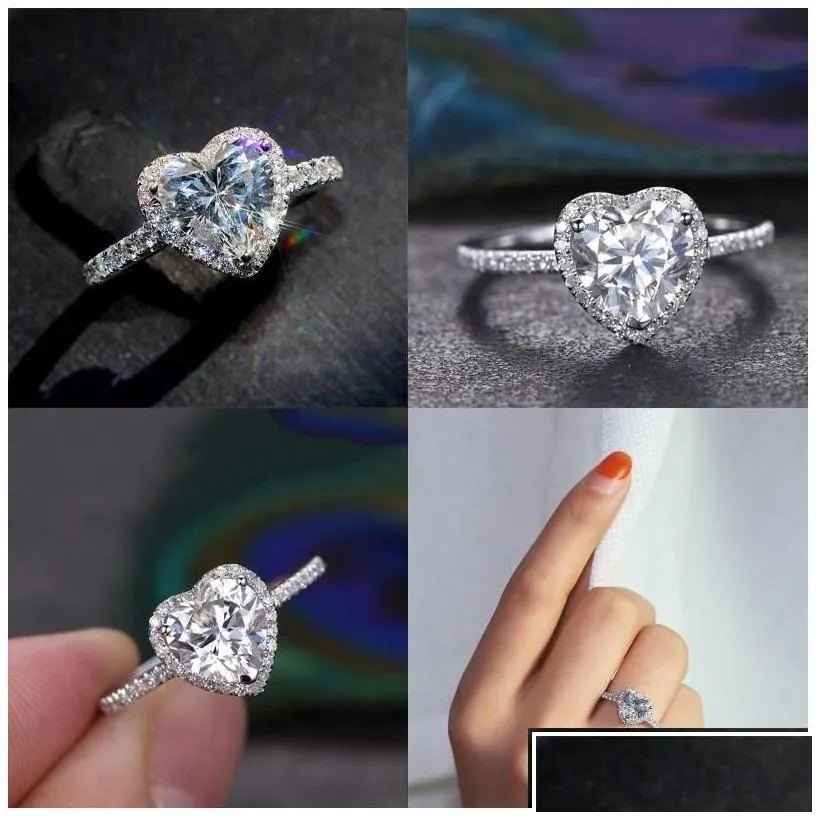 Wedding Rings Victoria Wieck Classical Luxury Jewelry 925 Sterling Sier Pear Cut White Topaz Cz Diamond Promise Eternity Heart Ring W