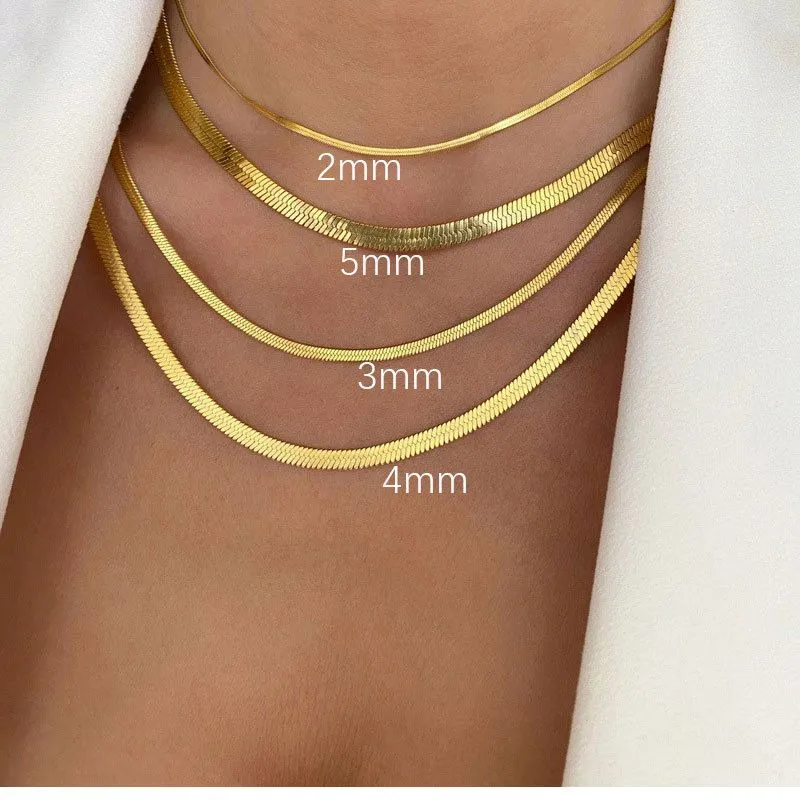 designer necklace mens jewelry for man Hot Fashion designer Unisex Snake Chain Women heart Necklace Choker Stainless Steel Herringbone Gold silver Chain For