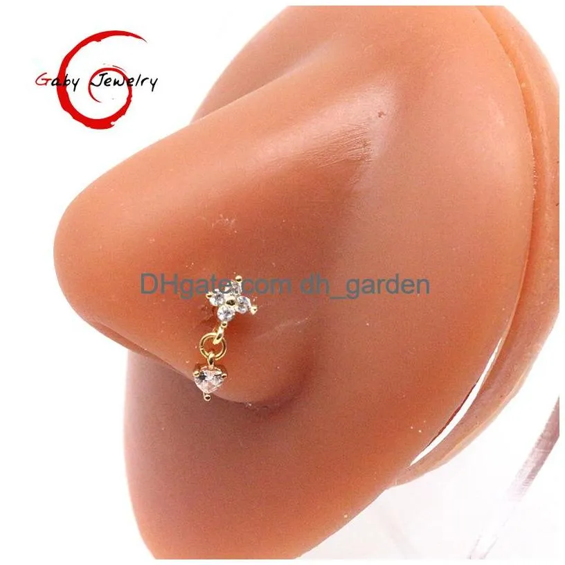Beaded Nose Rings Mti Style Copper Inlaid Zircon Puncture Ring Jewelry Wholesal Drop Delivery Bracelets Dhgarden Dhdnk