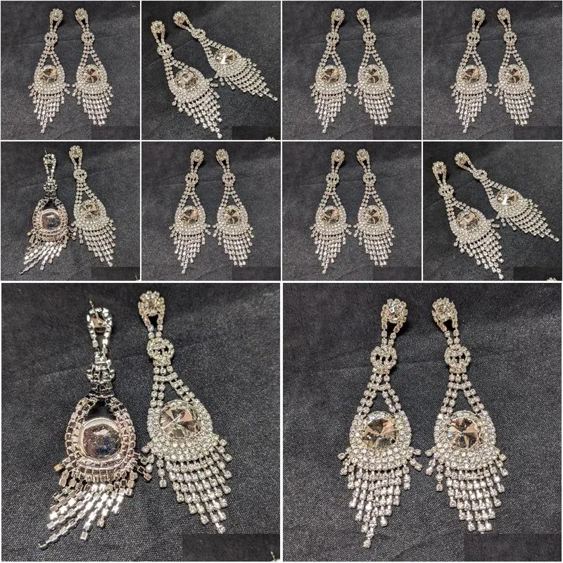Dangle Earrings Large Statement Women Ear Jewelry Crystal Tassel For Beauty Contest