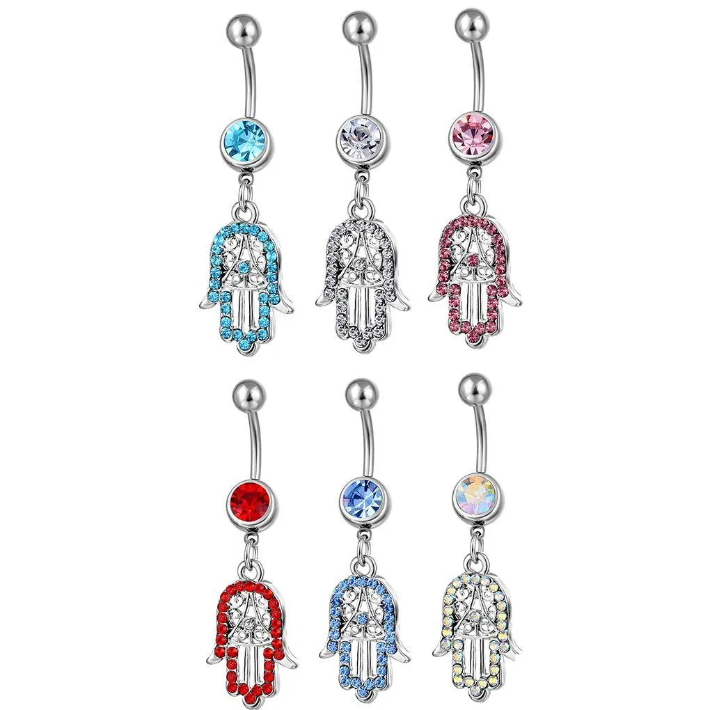 YYJFF D0754 Hand Belly Navel Button Ring Mix Colors