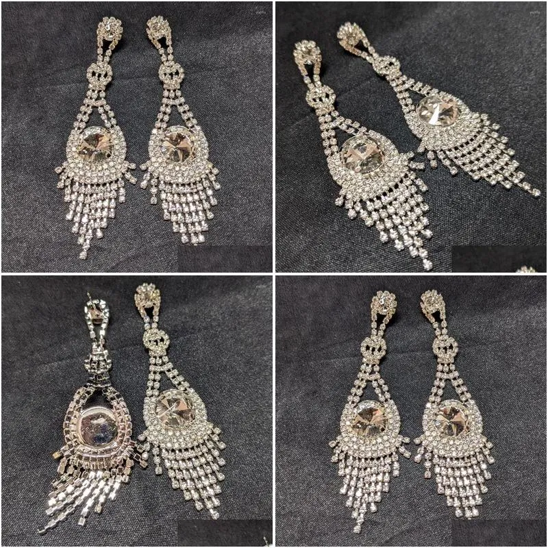 Dangle Earrings Large Statement Women Ear Jewelry Crystal Tassel For Beauty Contest