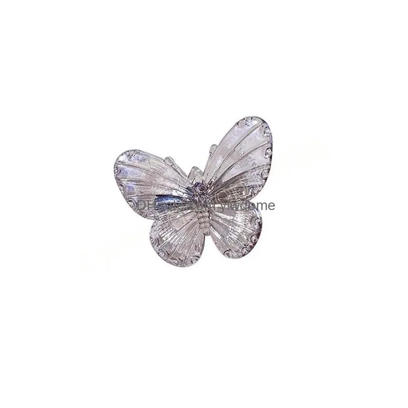 Hair Accessories Fashion Transparent Side Clip Butterfly Claw Girls Sweet Solid Clamps Barrettes Women Drop Delivery Baby, Kids Matern Dhrtt
