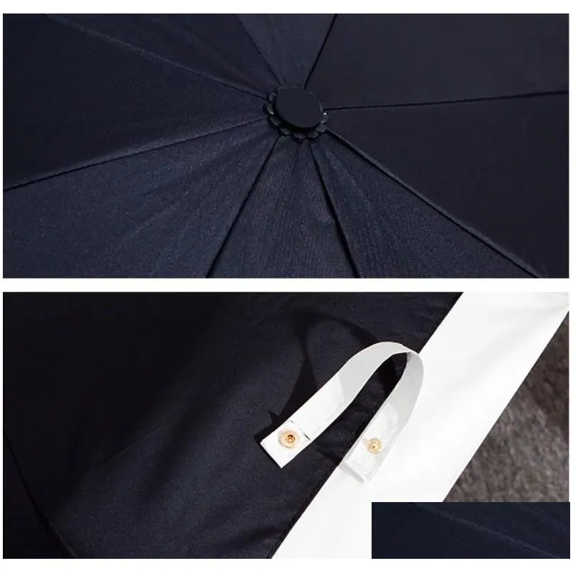 Designer Umbrella Fashion Womens Three Folding Fully automatic Umbrellas White Beach Outdoor Patio Women Designers Umbrellas Parasols UV Proof