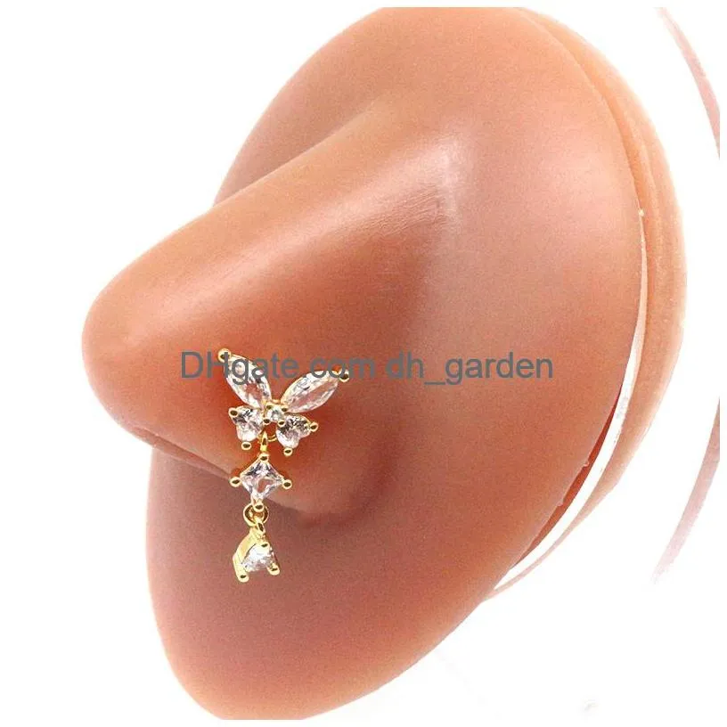 Beaded Diamond Anti Allergy Stainless Steel Nose Ring Stud Screws Rose Ball Piercing Rings Women Jewelry Will And Dandy Gif Dhgarden Dheh3