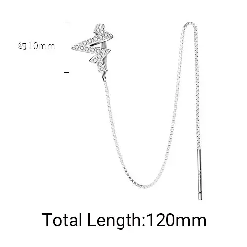 Backs Earrings 1Pcs Ear Clip Long Tassel For Women 2023 Crystal Zircon Heartbeat Wave Cuff Drop Earring Line Fashion Jewelry