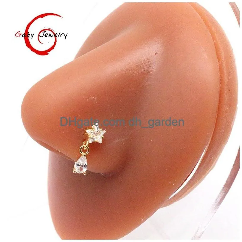 Beaded Nose Rings Mti Style Copper Inlaid Zircon Puncture Ring Jewelry Wholesal Drop Delivery Bracelets Dhgarden Dhdnk