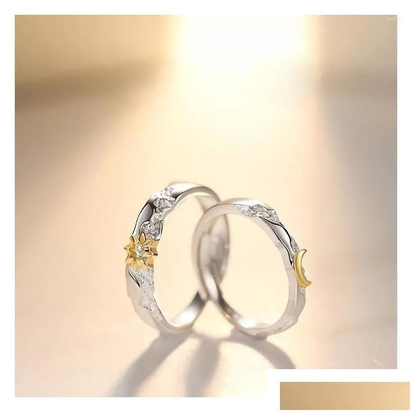 Cluster Rings Selling Silver Color Fashion Men And Women Eternal Sun Moon Couple Opening Ring Gift J1360