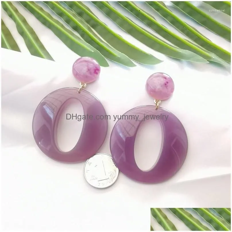 Stud Stud Earrings A4 Custom Special-Shaped Hollow Out Color Resin With Beautif Red Net Fashionable Atmosphere Drop Delivery Jewelry E