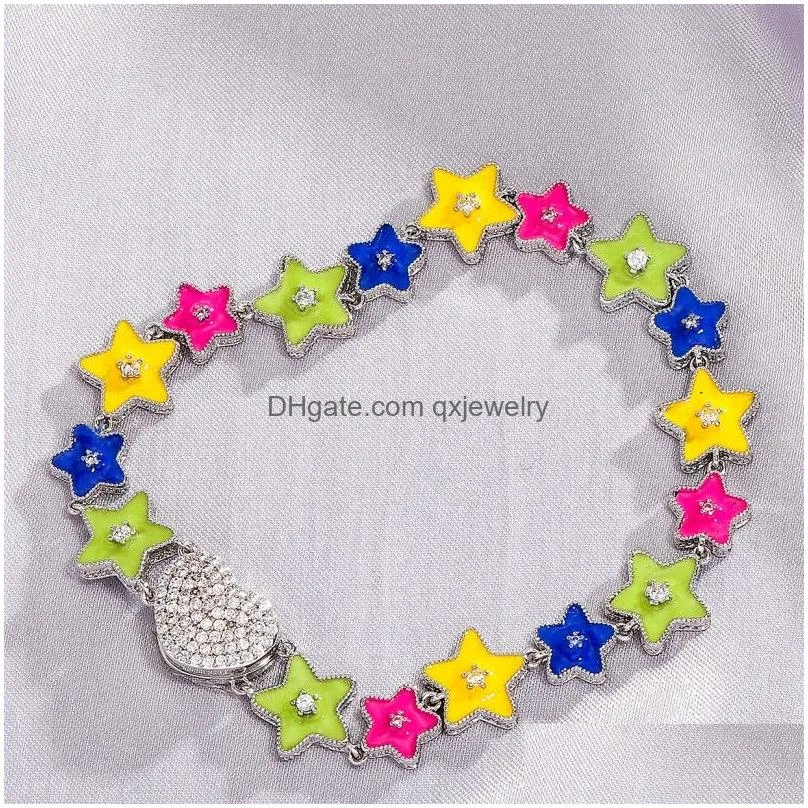 Chain Mens Women Bracelet New Trendy Hiphop Jewelry Yellow White Gold Plated Bling Cz Glow Stars Link Nice Gift For Friend Drop Deliv Dh0In