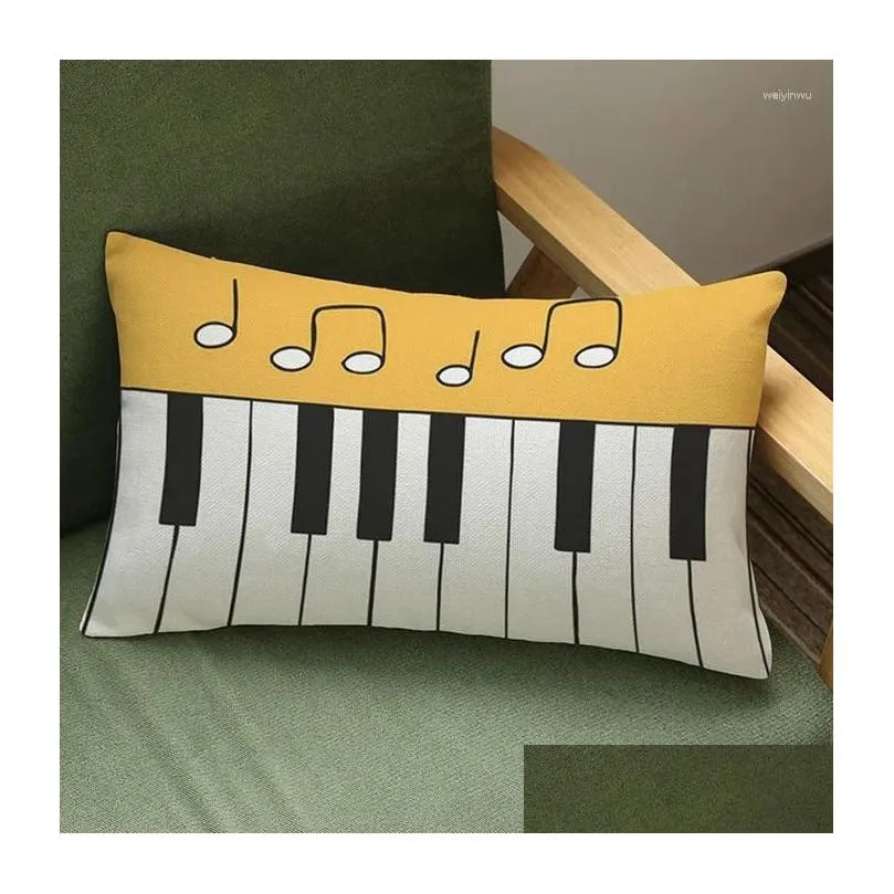 Pillow Simple Music Stripe Style Sofa Decorative Throw Case Geometric Cartoon Love Cotton Linen Chair Cover 30x50cm