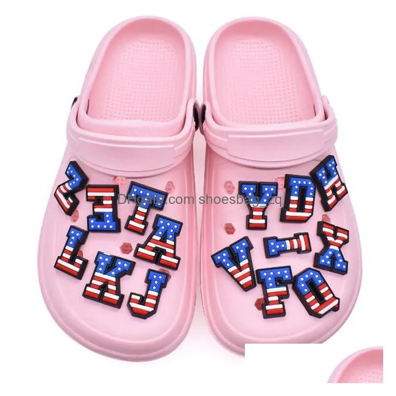 36pcs/set english letter and number clog charms decoration accessories garden sandal beach shoe charm buckle
