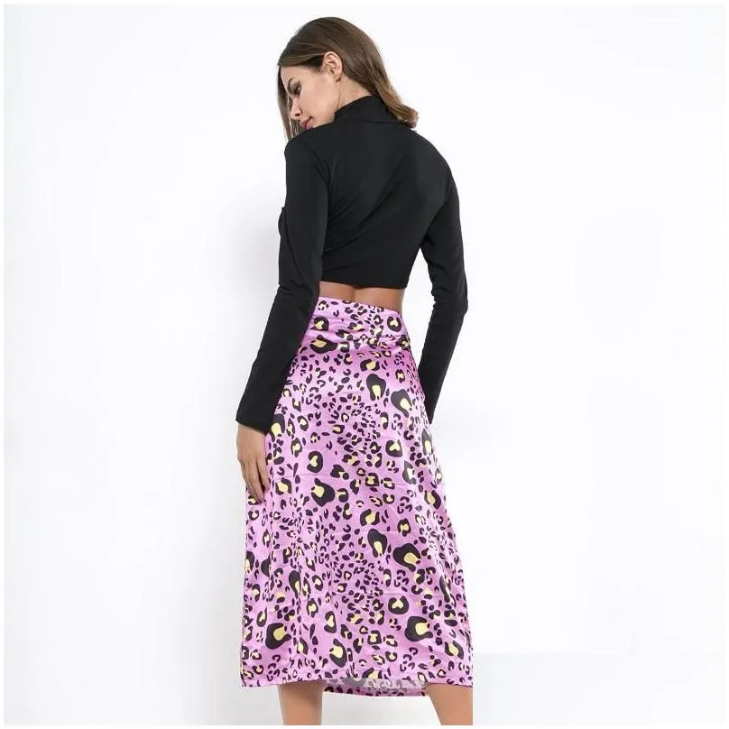 Skirts Chreisure 2023 Woman Stylish Spring Summer Leopard Pattern High Waist Straight Zipper Mid-calf Half Body Skirt All Match