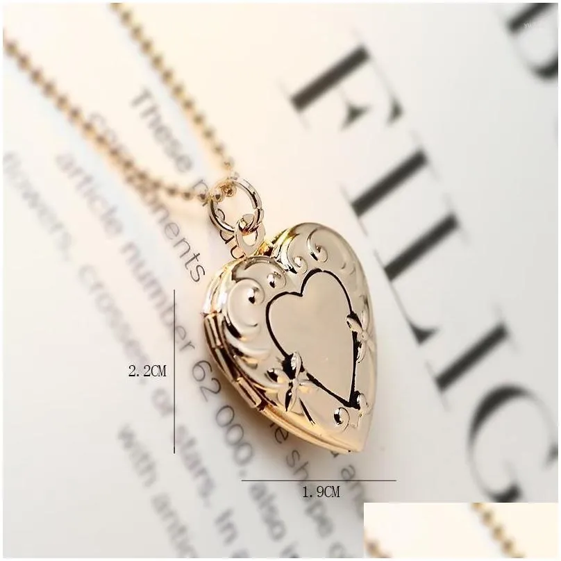 Pendant Necklaces Heart-shaped Po Memory Floating Locket Lace Necklace Fragrance  Oil Diffuser For Women 2023 YTA87