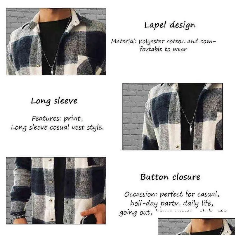 Men`S Jackets Mens Fashion Spring Plaid Casual Flannel Shirts Man Long Sleeve Soft Comfort Slim Fit Styles Men Designer Down Jacket Ca Dhgmp