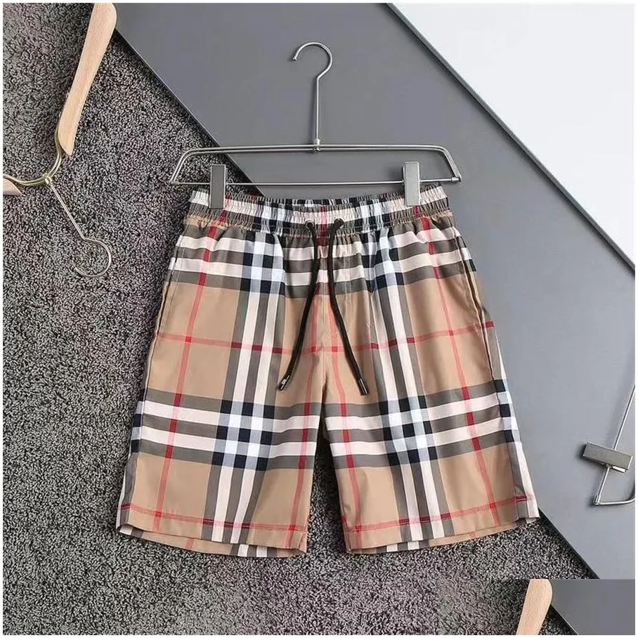 2023 checked shorts men`s new summer pants fashion fashion beach pants straight sports casual pants